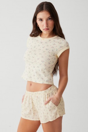 Frankies Bikinis Archie Floral Cotton Tee Buttercup Bouquet | EH2508641