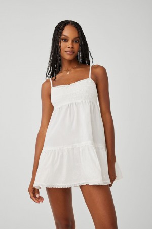 Frankies Bikinis Baby Embroidered Mini Dress Blancas | IV1257863