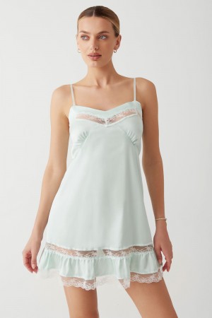 Frankies Bikinis Carson Satin Mini Dress Pistachio | OA7521906
