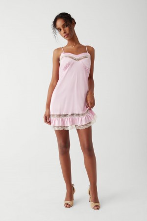 Frankies Bikinis Carson Satin Mini Dress Rosas | VZ9870216