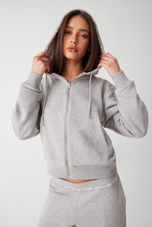 Frankies Bikinis Casper Zip Up Hoodie Gris | BF4920381