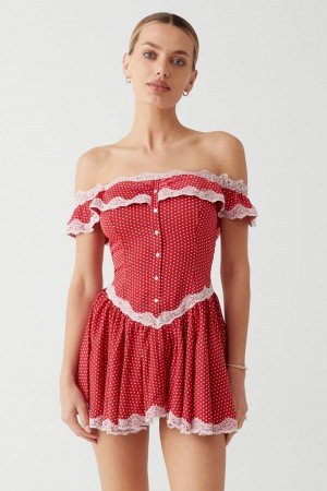 Frankies Bikinis Charli Mini Dress Scarlet Dot | SV1035426