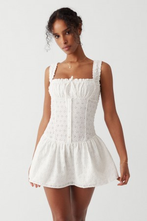 Frankies Bikinis Christa Eyelet Mini Dress Angel's Wing | AW3426981