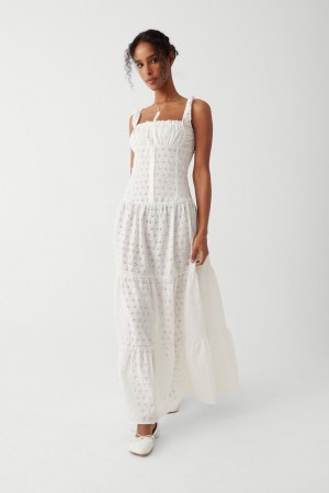 Frankies Bikinis Christabelle Eyelet Maxi Dress Angel's Wing | DW0713428