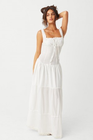Frankies Bikinis Christabelle Ruffle Maxi Dress Sunrose | ED8193526