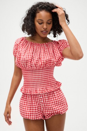 Frankies Bikinis Cider Gingham Blouse Cherry Gingham | IW6581394