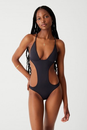 Frankies Bikinis Cruise Monokini One Piece Swimsuit Negras | SJ9348570