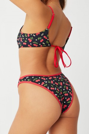Frankies Bikinis Dove Classic Bikini Bottom Cherry Hearts | HO4679201