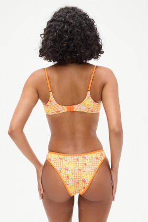 Frankies Bikinis Dove Floral Classic Bikini Bottom Marigold Gingham | ZI3891764