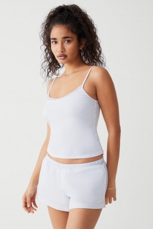 Frankies Bikinis Farmhouse Striped Cotton Camisole Sleepy Stripe | QL0519863
