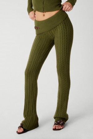 Frankies Bikinis Fleur Cable Cloud Knit Pant Verde | EK1028657