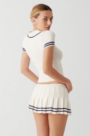 Frankies Bikinis Honeymoon Knit Pleated Skort Sugar | OT9673210