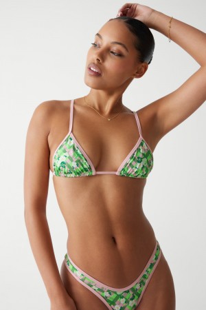 Frankies Bikinis Lumia Plaid Triangle Bikini Top Baby Daisy | RI0512684