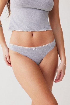 Frankies Bikinis Maisie Cotton Thong Gris | TG0521394
