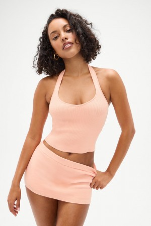 Frankies Bikinis Marialla Cloud Knit Halter Top Sweet Tea | OI8137625