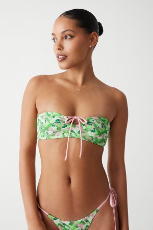 Frankies Bikinis Meredith Plaid Bandeau Bikini Top Baby Daisy | VA0154897
