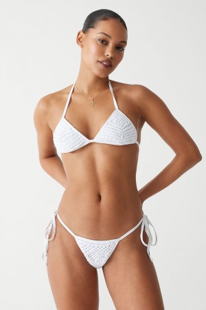 Frankies Bikinis Naia Triangle Halter Bikini Top Blancas | OG2507813