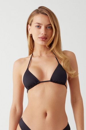 Frankies Bikinis Nick String Triangle Bikini Top Negras | AD0387964