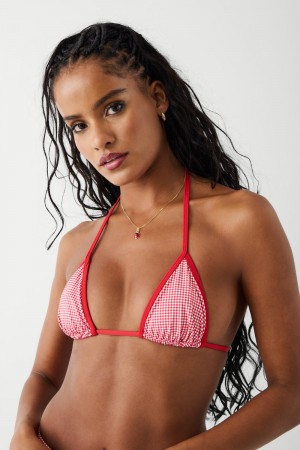 Frankies Bikinis Nick Triangle Gingham Bikini Top Ladybug Gingham | LD2490315