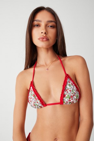 Frankies Bikinis Nick Triangle Halter Bikini Top Berry in Love | GI7932160