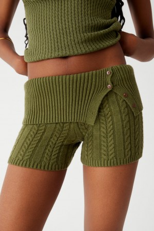 Frankies Bikinis Nolan Cable Cloud Knit Mini Short Verde | IW6319542