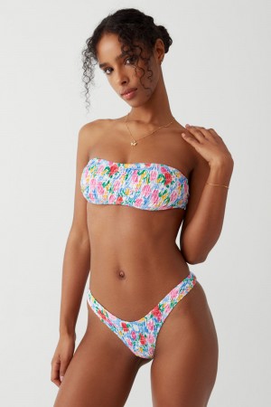 Frankies Bikinis Rosabella Bandeau Bikini Top Painted Petals | SB4085396