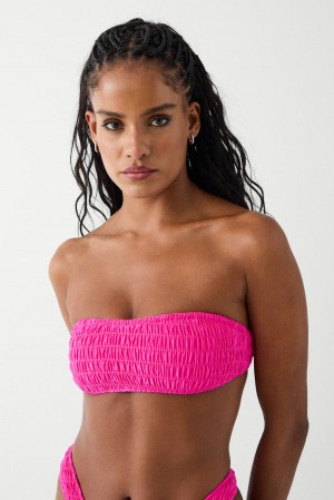 Frankies Bikinis Rosabella Bandeau Shine Bikini Top Rosas | HA2810694