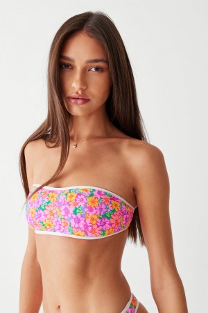 Frankies Bikinis Rosabella Floral Bandeau Bikini Top Daisy Pond | KP0176359