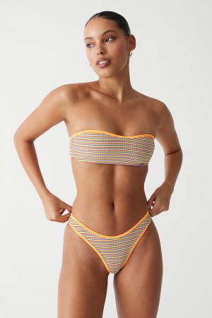 Frankies Bikinis Rosabella Striped Bandeau Bikini Top Hawaiian Sky | UH1786204