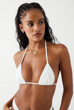 Frankies Bikinis Sky Triangle Ribbed Bikini Top Blancas | JM4105329