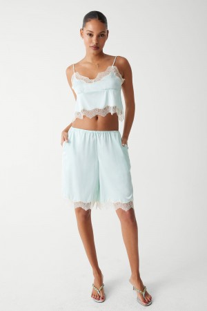 Frankies Bikinis Snuggle Satin Capri Short Pistachio | TX1268730