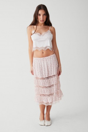 Frankies Bikinis Solstice Floral Midi Skirt Rosas | QR9267851