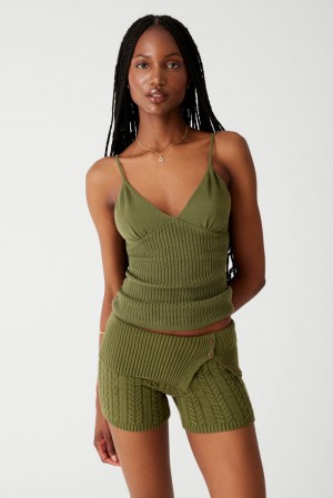 Frankies Bikinis Xavier Cable Cloud Knit Camisole Verde | EC5094716