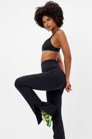 Frankies Bikinis Zippy Flare Legging Negras | QL9085137